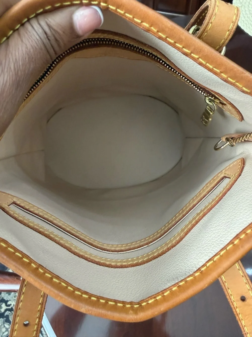 Louis Vuitton Monogram Canvas Mini Bucket Bag in Brown and Tan
